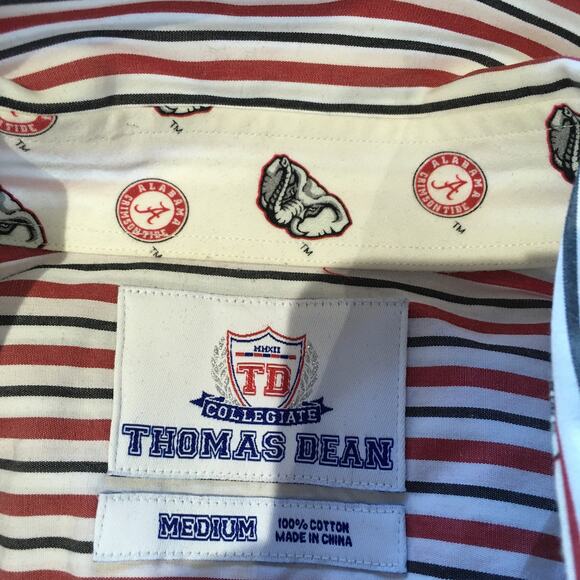 Alabama Football Crimson Tide Button Down Shirt Men's Medium Striped Flip Cuffs - Picture 12 of 12